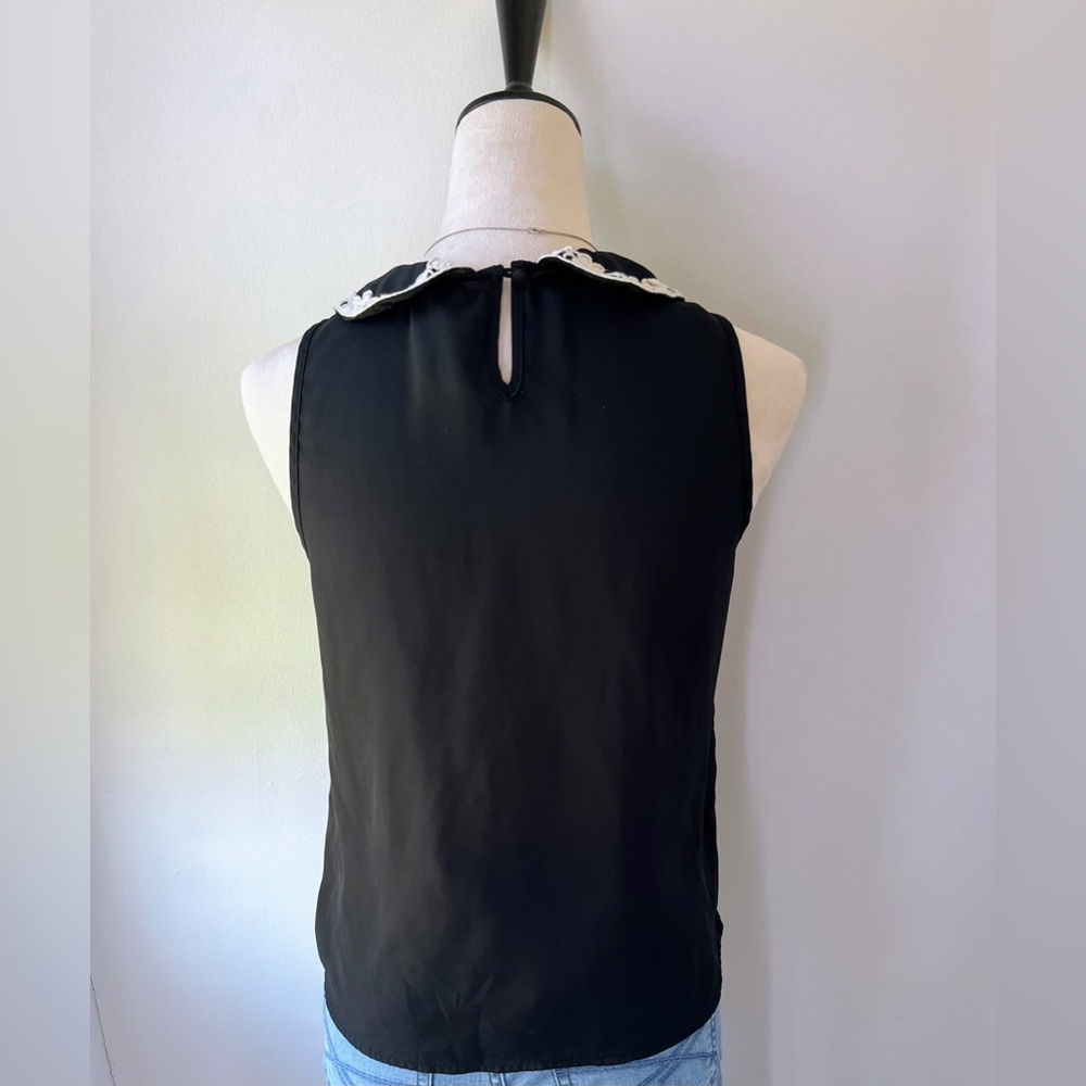 LC Lauren Conrad Black Sleeveless Top with Embroidered Collar - Picture 2 of 9